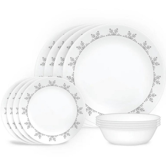 New The Corelle 12-Piece Holiday Christmas Winter Snowflake Dinnerware Set. - Picture 2 of 6